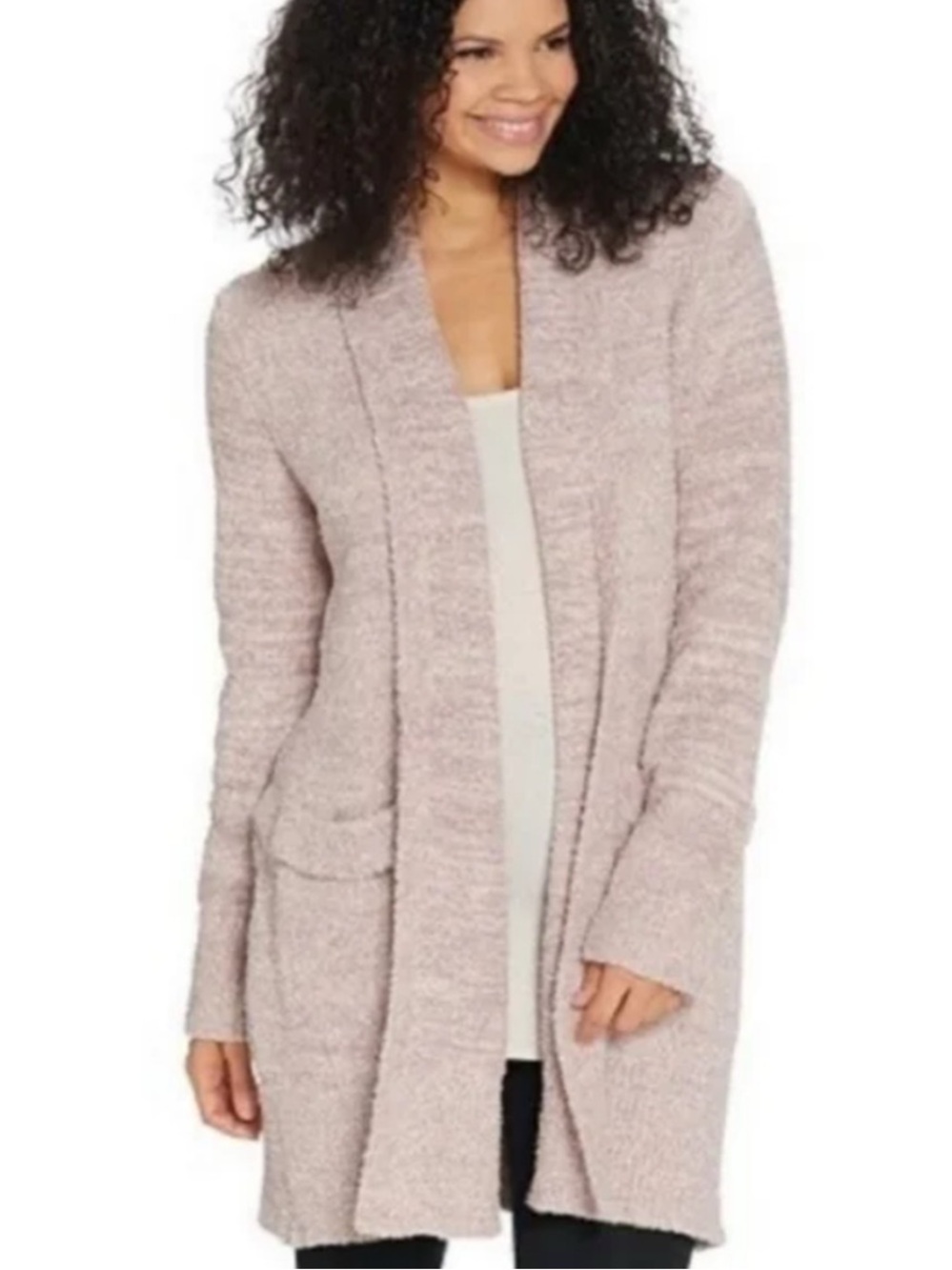 Barefoot Dreams Mauve Tan Cali Cardigan Long Pockets Thick Women’s Size Large